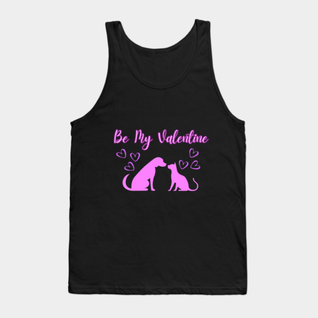 Be My Valentine, Romance, Romantic Puppy and Kitty Valentine Tank Top by BirdsnStuff