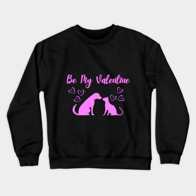 Be My Valentine, Romance, Romantic Puppy and Kitty Valentine Crewneck Sweatshirt by BirdsnStuff