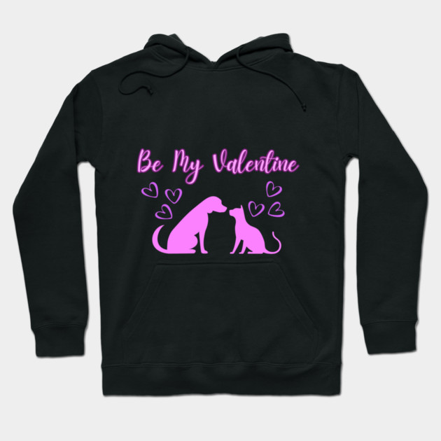 Be My Valentine, Romance, Romantic Puppy and Kitty Valentine Hoodie by BirdsnStuff