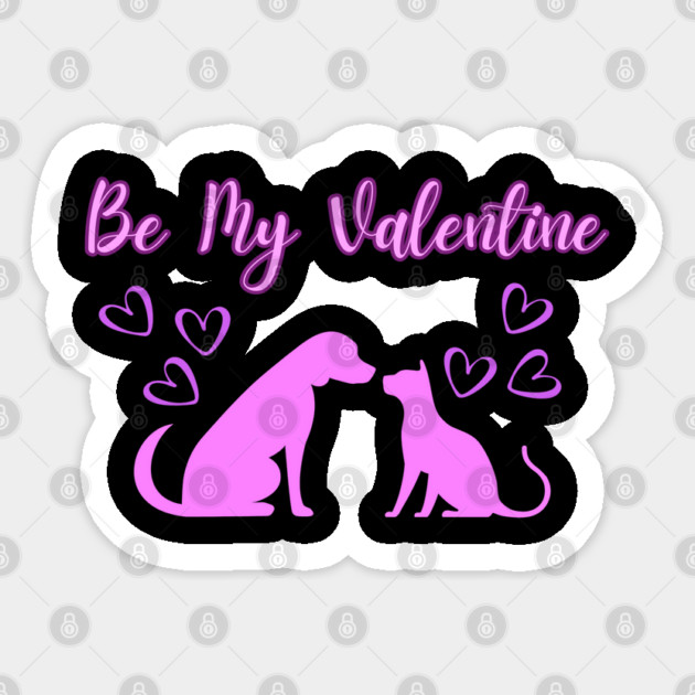 Be My Valentine, Romance, Romantic Puppy and Kitty Valentine Sticker by BirdsnStuff