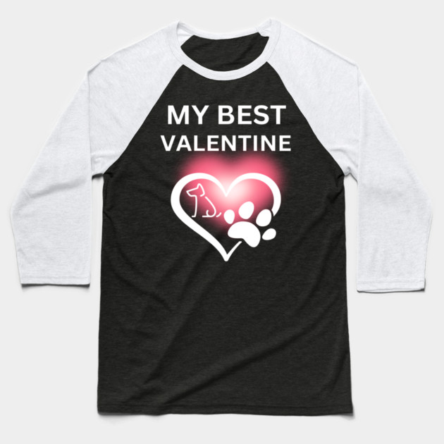 My Best Valentine, Valentine's Day, Puppy Paw Love, Romance Baseball T-Shirt by BirdsnStuff