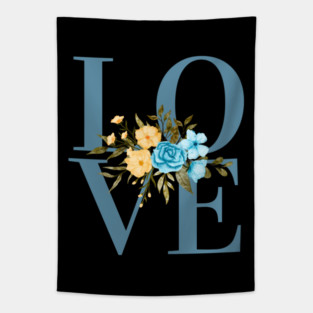 Love, Valentine's Day, Romance, Romantic Floral Botanical Tapestry
