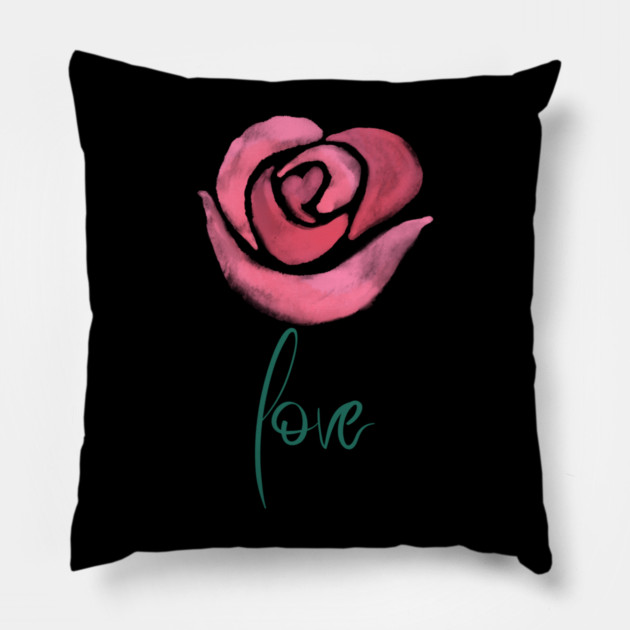 Pink Rose Love, Valentine's Day, Romance, Romantic Design Pillow by BirdsnStuff