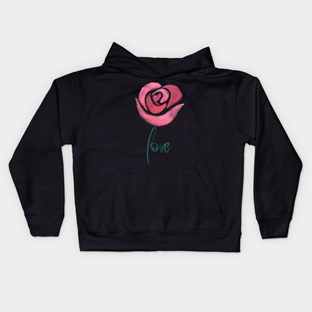 Pink Rose Love, Valentine's Day, Romance, Romantic Design Kids Hoodie by BirdsnStuff