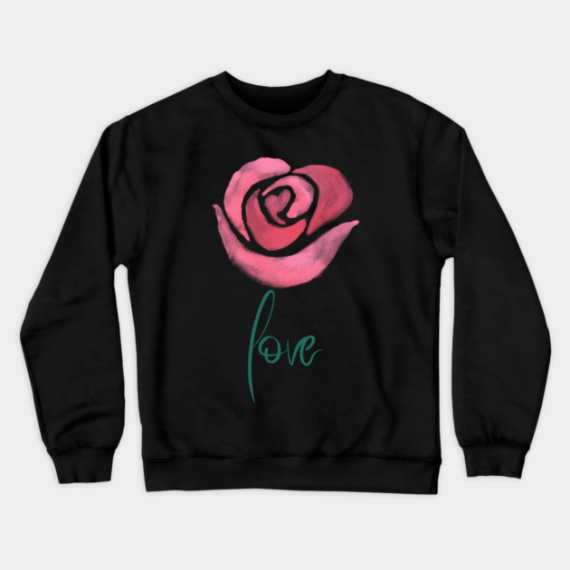 Pink Rose Love, Valentine's Day, Romance, Romantic Design Crewneck Sweatshirt by BirdsnStuff