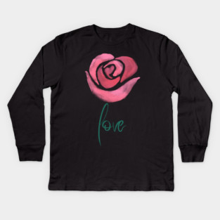 Pink Rose Love, Valentine's Day, Romance, Romantic Design Kids Long Sleeve T-Shirt