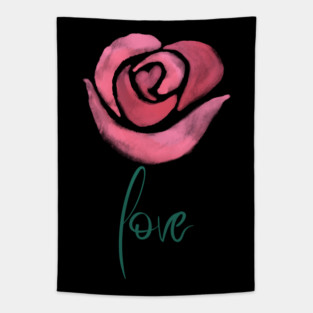 Pink Rose Love, Valentine's Day, Romance, Romantic Design Tapestry