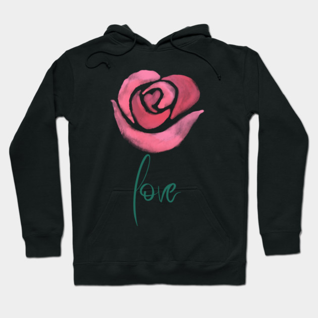 Pink Rose Love, Valentine's Day, Romance, Romantic Design Hoodie by BirdsnStuff