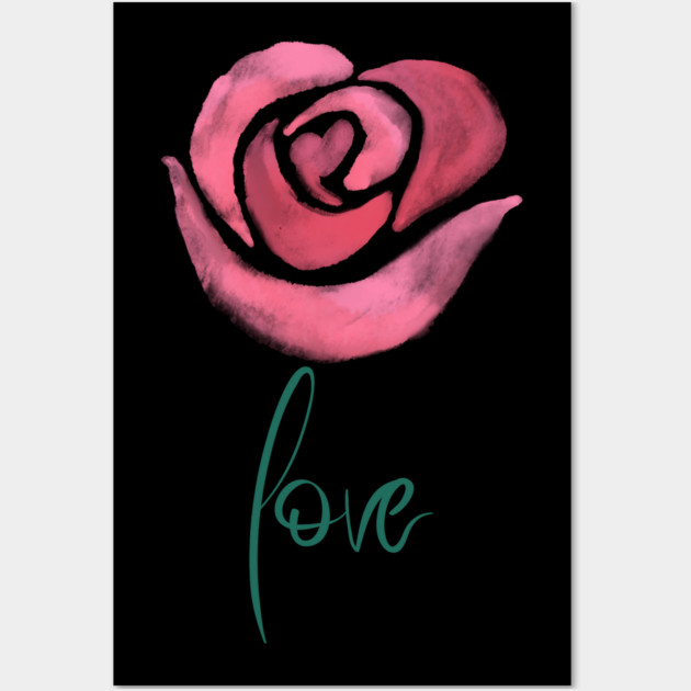 Pink Rose Love, Valentine's Day, Romance, Romantic Design Wall Art by BirdsnStuff
