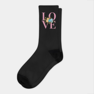Love, Valentine's Day, Romance, Romantic Floral Botanical Socks
