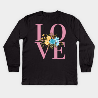 Love, Valentine's Day, Romance, Romantic Floral Botanical Kids Long Sleeve T-Shirt