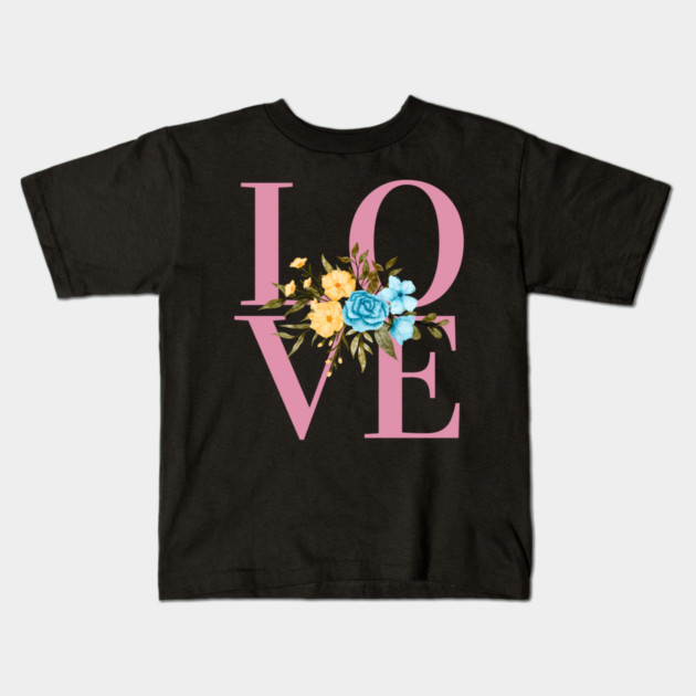 Love, Valentine's Day, Romance, Romantic Floral Botanical Kids T-Shirt by BirdsnStuff