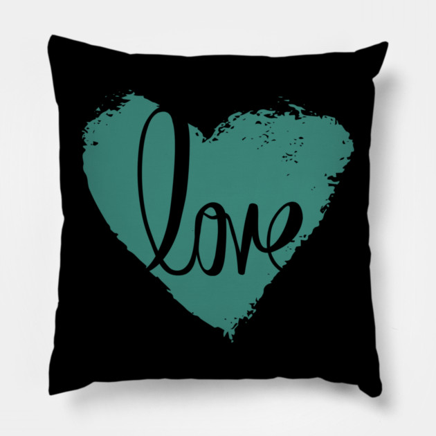 Blue Grey Heart Love, Valentine's Day, Romance, Romantic Pillow by BirdsnStuff