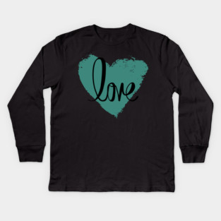 Blue Grey Heart Love, Valentine's Day, Romance, Romantic Kids Long Sleeve T-Shirt
