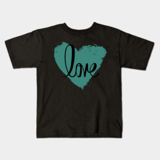 Blue Grey Heart Love, Valentine's Day, Romance, Romantic Kids T-Shirt