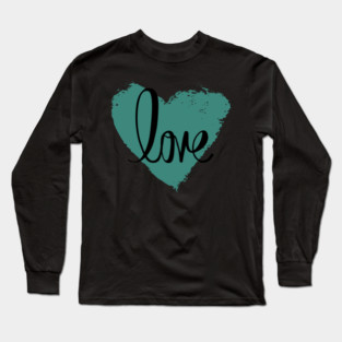 Blue Grey Heart Love, Valentine's Day, Romance, Romantic Long Sleeve T-Shirt