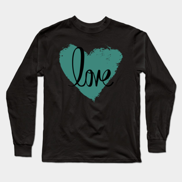 Blue Grey Heart Love, Valentine's Day, Romance, Romantic Long Sleeve T-Shirt by BirdsnStuff