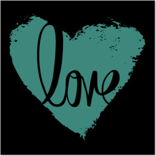 Blue Grey Heart Love, Valentine's Day, Romance, Romantic Posters and Art