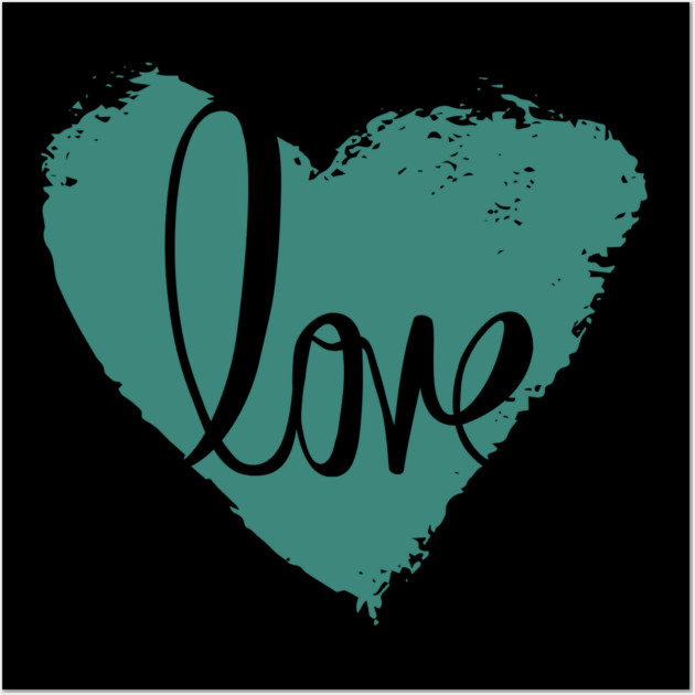 Blue Grey Heart Love, Valentine's Day, Romance, Romantic Wall Art by BirdsnStuff