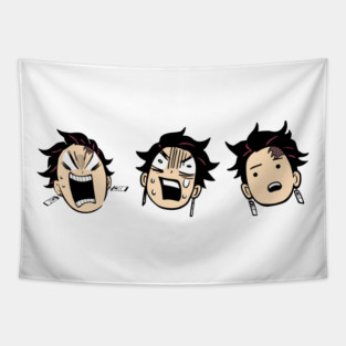 Tanjiro Mood Faces Demon Slayer Kimetsu No Yaiba Tapestry