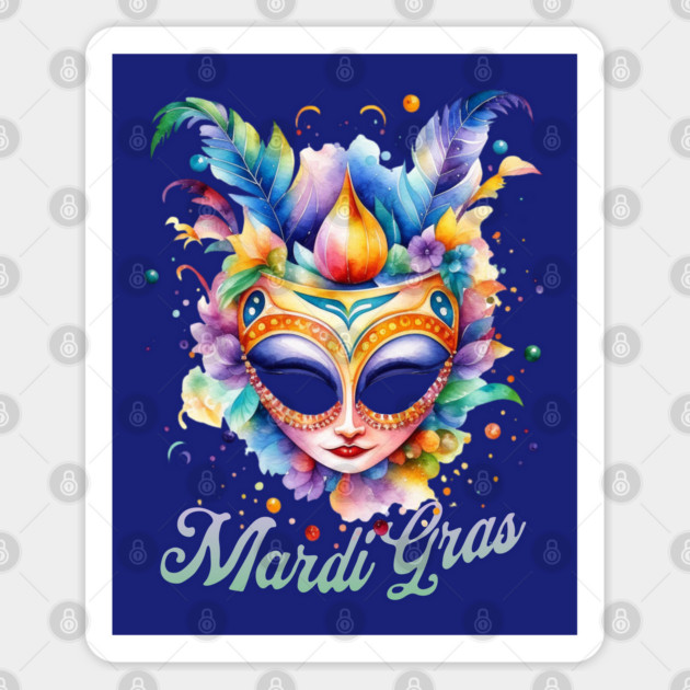 Watercolor Mardi Gras Mask Sticker by HolidayBug