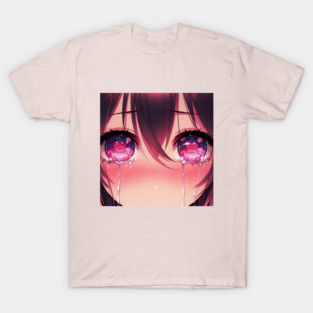 Anime Eyes - Sad Girl Pink T-Shirt