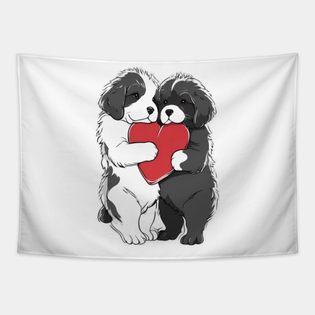 newfoundland dog Tapestry by animegirlnft