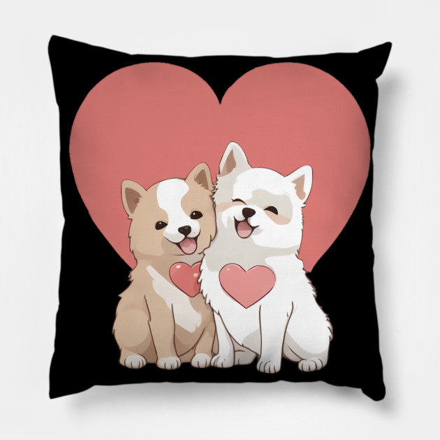 american akita puppy Pillow by animegirlnft