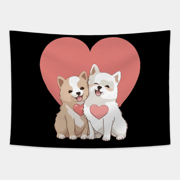 american akita puppy Tapestry by animegirlnft