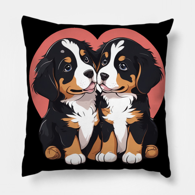 bernese mountain dog Pillow by animegirlnft