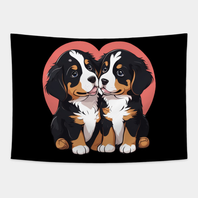 bernese mountain dog Tapestry by animegirlnft