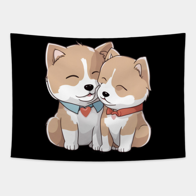 japanese akita dog Tapestry by animegirlnft