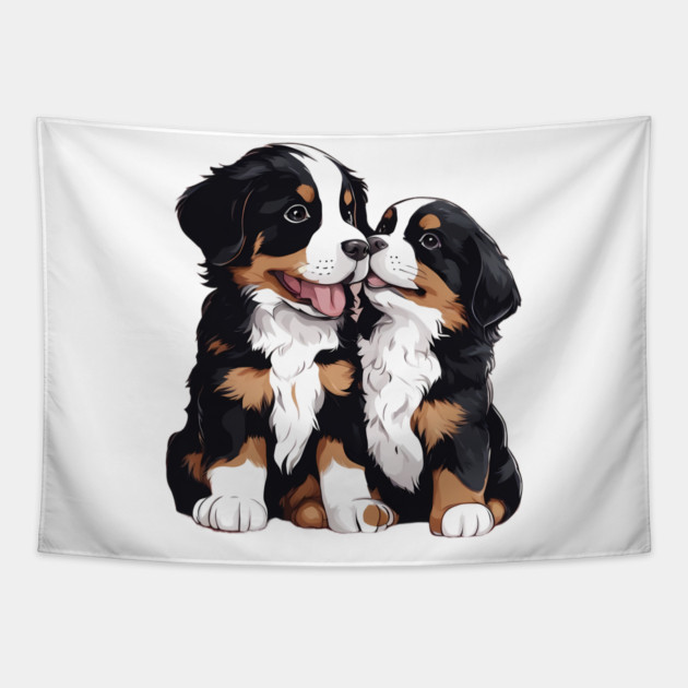 bernese mountain dog puppy Tapestry by animegirlnft