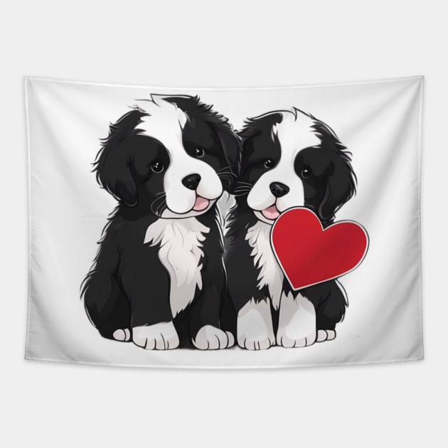 baby newfoundland dog Tapestry by animegirlnft