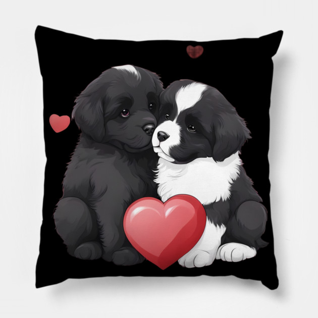 Cute newfoundland puppy Pillow by animegirlnft