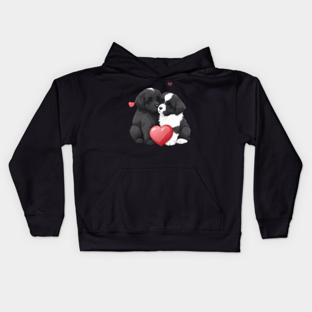Cute newfoundland puppy Kids Hoodie by animegirlnft