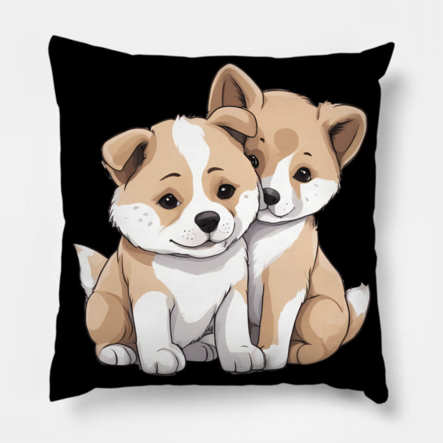 cute akita dog Pillow by animegirlnft