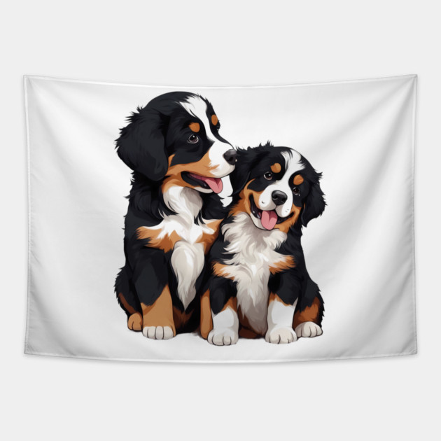 cute bernese mountain dog Tapestry by animegirlnft