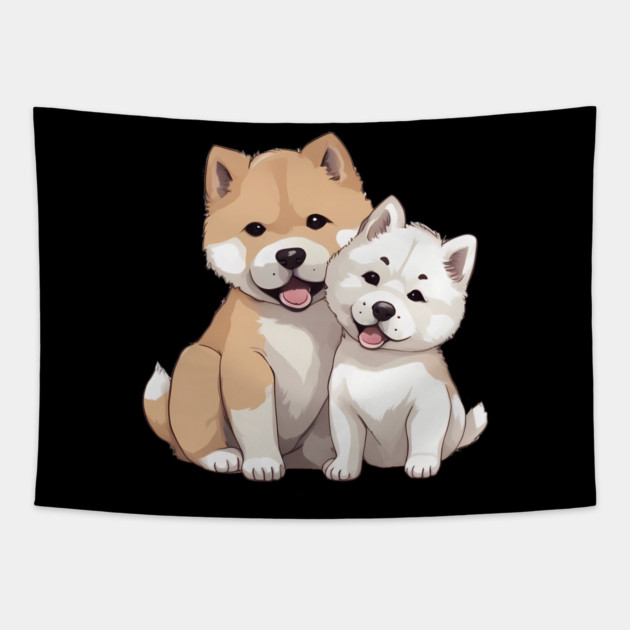 cute akita puppy Tapestry by animegirlnft