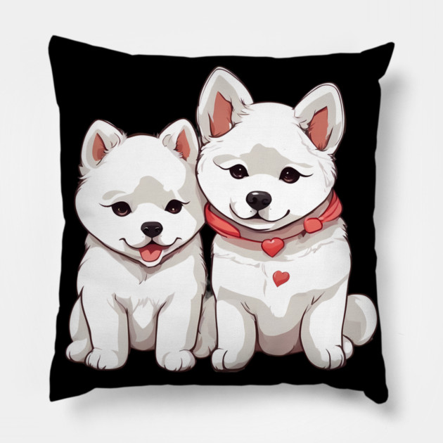 white akita dog Pillow by animegirlnft