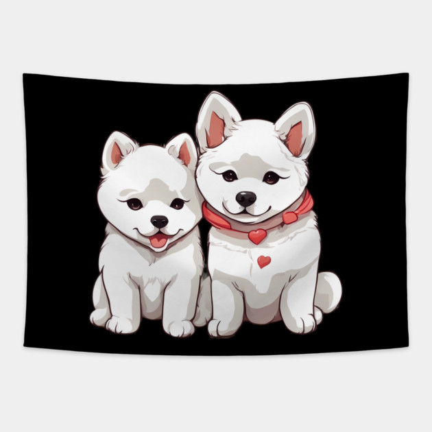white akita dog Tapestry by animegirlnft