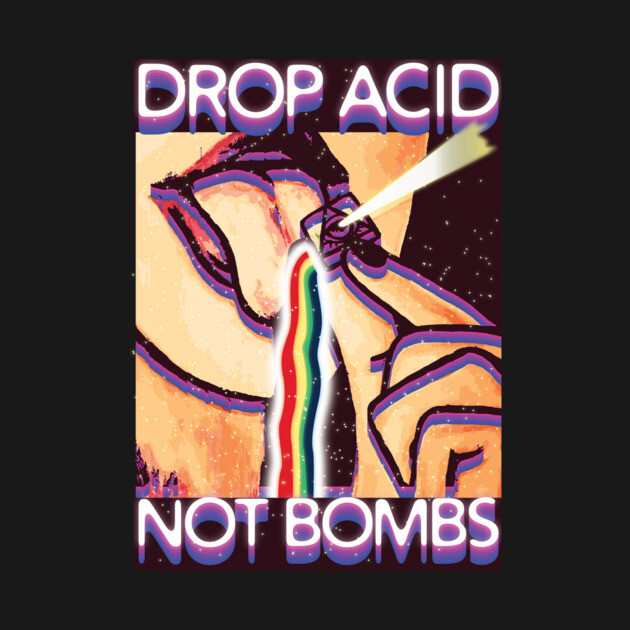 Drop Acid Not Bombs Hippie Style Lips And Tongue Graphic Crew - Foto 7