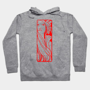 Alphonse Mucha "the muse of art" (red) Hoodie