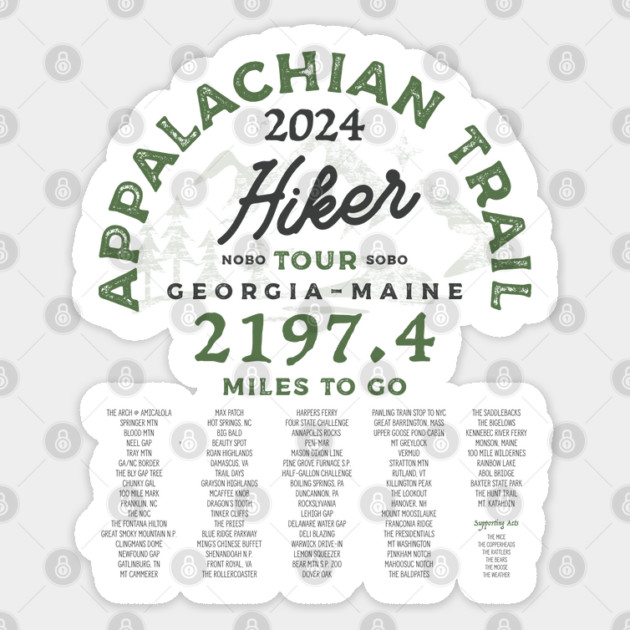 Appalachian Trail 2024 Tour Shirt Sticker by Camp Happy Hour