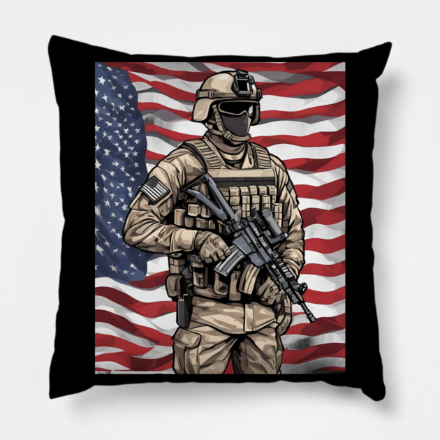 Military Force Pillow by animegirlnft