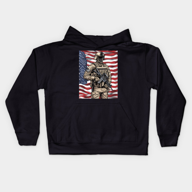 Military Force Kids Hoodie by animegirlnft
