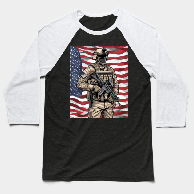 Military Force Baseball T-Shirt by animegirlnft