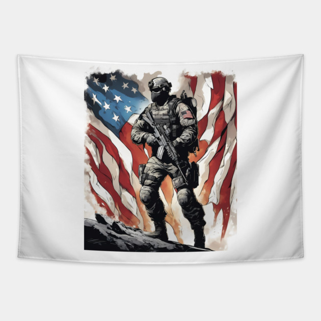 Tactical Soldier Tapestry by animegirlnft