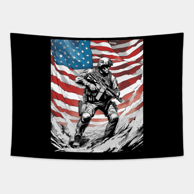 Green Berets Tapestry by animegirlnft