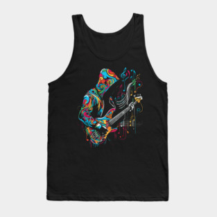 Bass guitar player colorful Tank Top